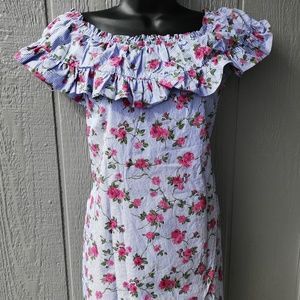 Stradivarius Ruffle Off Shoulder Floral  Dress S